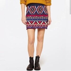 FARM RIO Ainika Southwestern Tapestry Blue & Red Sweater Mini Skirt Size S